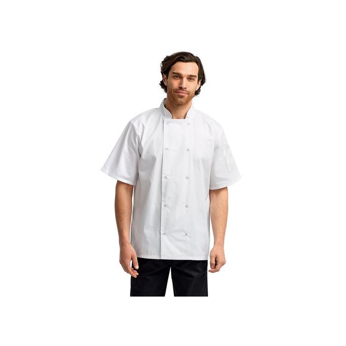 RP664 Artisan Collection by Reprime Unisex Studded Front Short-Sleeve Chef's Jacket