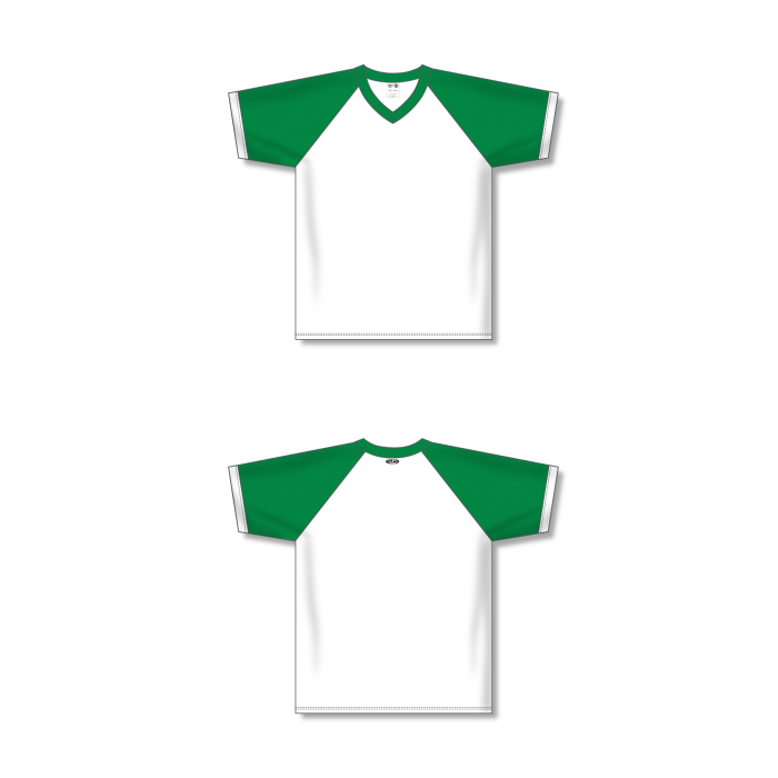 V-Neck Volleyball Jerseys - White/Kelly