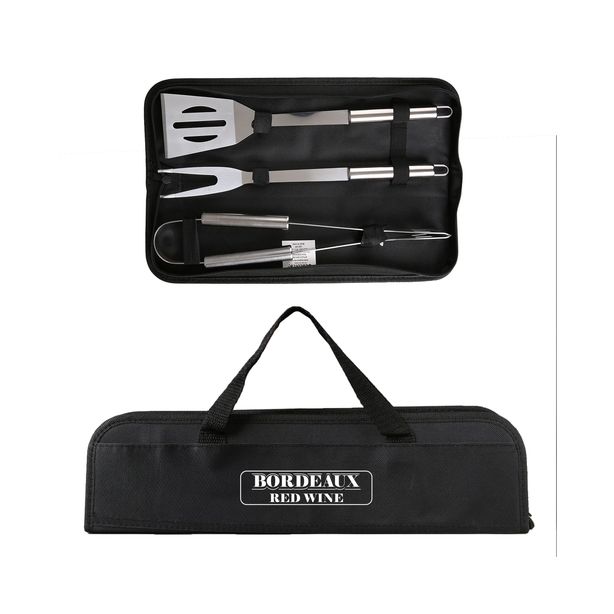 BGP413 | Grill Easy 3 Pc. Stainless BBQ Utensil Set With RPET Case