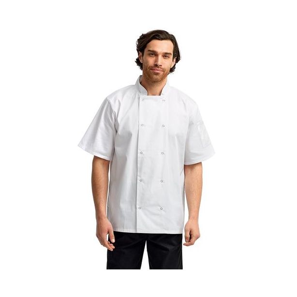 RP664 Artisan Collection by Reprime Unisex Studded Front Short-Sleeve Chef's Jacket
