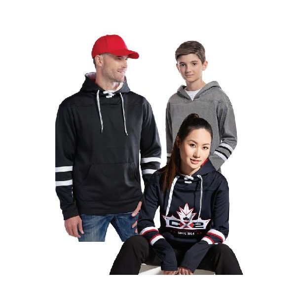 L00617 - Dangle - Adult Pullover Hockey Lace Hooded Sweatshirt