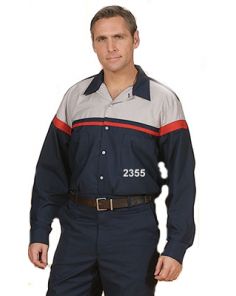 Shirt - Long Sleeve Work Shirt Two-Toned- Navy