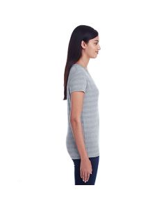 Threadfast Ladies' Invisible Stripe V-Neck T-Shirt