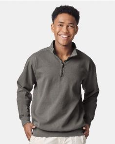 #3 Comfort Colors - Garment-Dyed Quarter Zip Sweatshirt Custom Embroidered (Min 12)