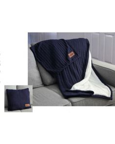 Sweater Sherpa Blanket  with Pillowcase - 50” W x 60” H (Min 6)