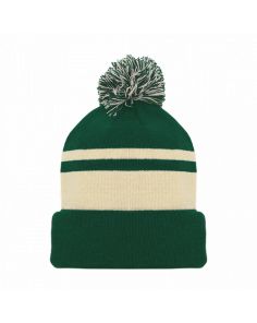 Cuff Toque w/PomPom 30 Hockey colors Custom Embroidered (Min 12) 