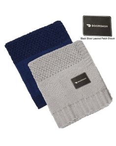 LA712 Crochet Knit Blanket, 50x60, with Lasered logo patch