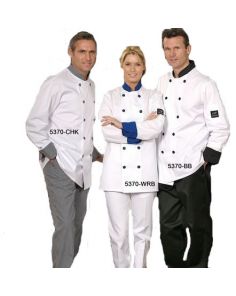 Chef Coats - Double Breasted White w Trim 65/35 Poly/Cotton