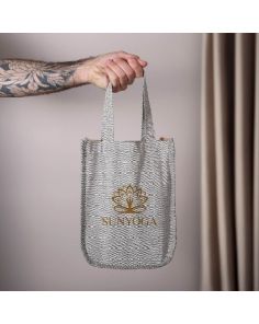 10 Oz Cotton & Jute Fashion Tote Bag - Quetico 9 1/4″ W x 11 3/4″ H x 4 1/2″ D (Min 75)