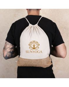 10 Oz Cotton & Jute Drawstring Bag - Quetico 13 3/4″ W x 17″ H (Min 75)