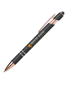 A - Ellipse Softy Rose Gold Metallic Pen w/ Stylus - Color Jet (Min 100)