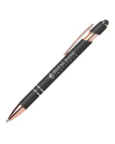 A - Ellipse Softy Rose Gold Metallic Pen w/ Stylus - Laser (Min 100)