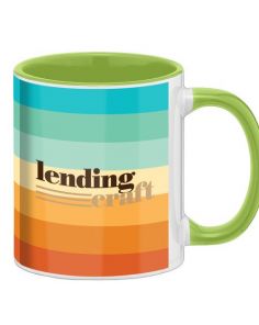 "A" Ceramic Mug - Colored Handle - Full Color Print 11oz (Min 72)