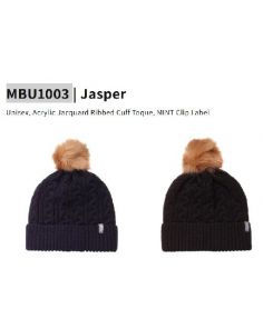 #1 Cuff Toque Unisex JASPER, Acrylic, Jacquard Ribbed Custom Embroidered (Min 12)