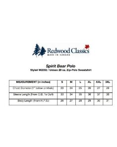 Redwood Spirit Bear Zip-Polo Sweatshirt 20oz Made in Canada Custom Embroidered (Min 12)